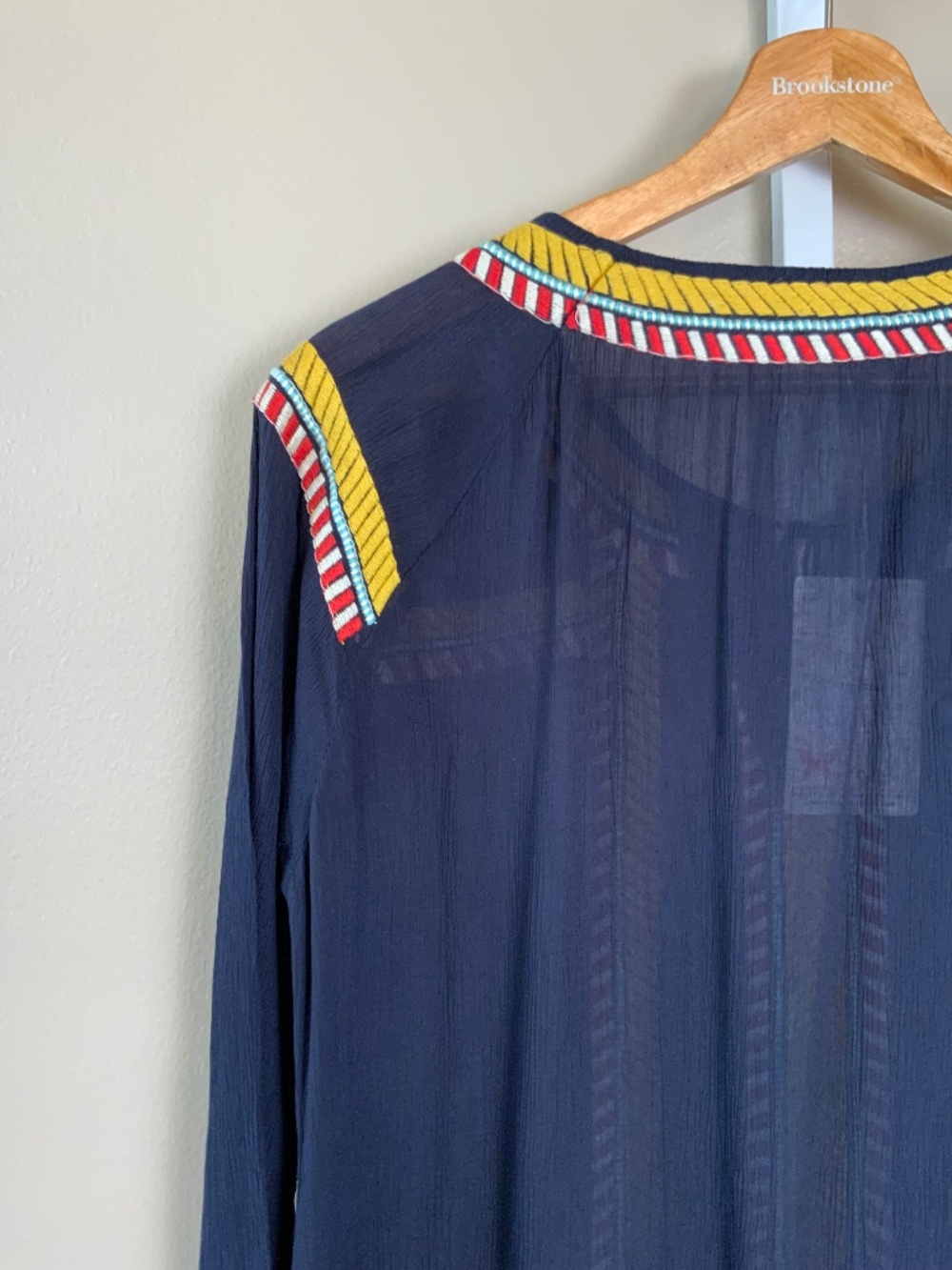 THML Embroidered Tassel Tie 3/4 Sleeve Top - Picture 12 of 16